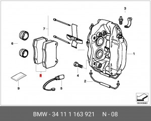 Колодки тормозные дисковые 34 11 1 163 921 BMW