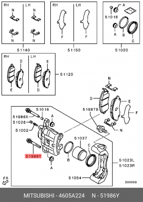 Палец установочный тормозных колодок 4605A224 MITSUBISHI