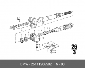 Опора карданного вала 26 11 1 206 502 BMW