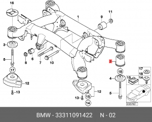 Сайлентблок задней балки 33 31 1 091 422 BMW