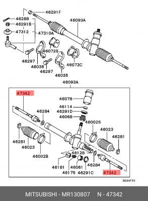 Наконечник рулевой тяги MR130807 MITSUBISHI
