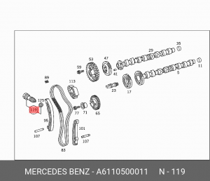 Цепь ГРМ - газораспределительного механизма (комплект) A 611 050 00 11 MERCEDES BENZ