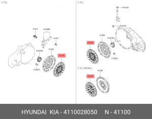 Диск сцепления 41100-28050 HYUNDAI KIA