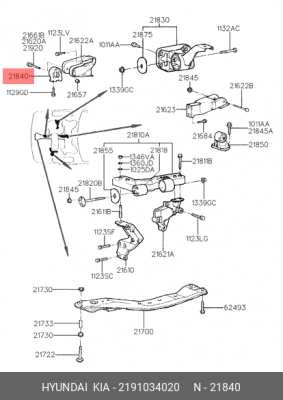 Подушка двигателя 2191034020 HYUNDAI KIA