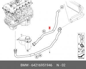 Патрубок системы охлаждения ДВС 64 21 6 951 946 BMW