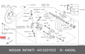 Суппорт тормозной (ремкомплект) 44120-3Y525 NISSAN
