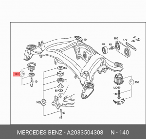 Крепление балки задней подвески A 203 350 43 08 MERCEDES BENZ