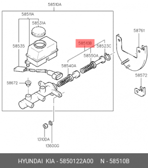 Цилиндр тормозной главный (ремкомплект) 5850122A00 HYUNDAI KIA