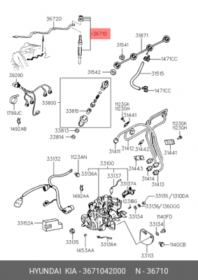 Свеча накаливания 3671042000 HYUNDAI KIA
