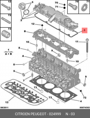 Прокладка крышки ГБЦ 0249 99 CITROEN PEUGEOT