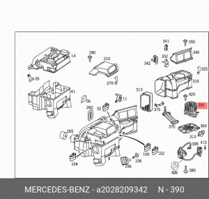 Электромотор отопителя салона A 202 820 93 42 MERCEDES BENZ
