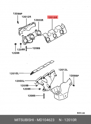 Прокладка выпускного коллектора MD104623 MITSUBISHI