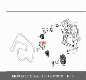 Натяжитель ремня приводного в сборе A6512001870 MERCEDES BENZ