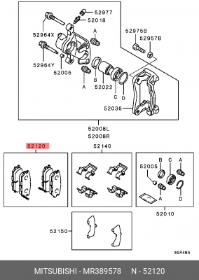 Колодки тормозные дисковые MR389578 MITSUBISHI