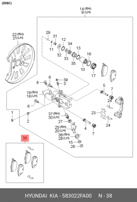 Колодки тормозные дисковые 583022FA00 HYUNDAI KIA