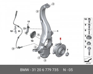 Подшипник ступицы колеса со ступицей (комплект) 31 20 6 779 735 BMW