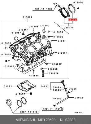 Сальник коленвала MD120699 MITSUBISHI