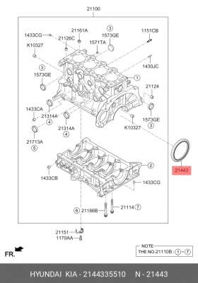 Сальник коленвала 2144335510 HYUNDAI KIA
