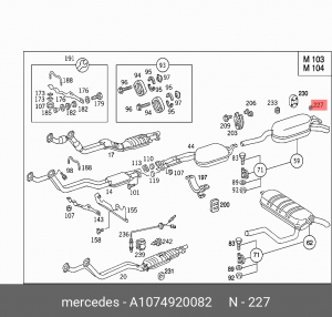 Резинка крепления глушителя A 107 492 00 82 MERCEDES BENZ