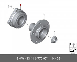 Подшипник ступицы колеса со ступицей (комплект) 33 41 6 770 974 BMW