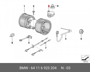 Резистор электродвигателя 64 11 6 923 204 BMW