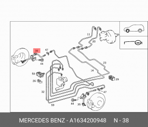 Шланг тормозной A1634200948 MERCEDES BENZ