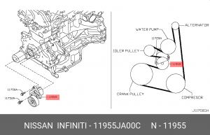 Натяжитель ремня приводного в сборе 11955JA00C NISSAN