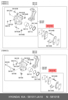 Колодки тормозные дисковые 581011JA10 HYUNDAI KIA