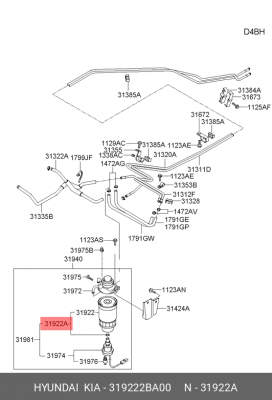 Фильтр топливный 319222BA00 HYUNDAI KIA