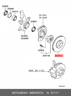 Диск тормозной MB950570 MITSUBISHI