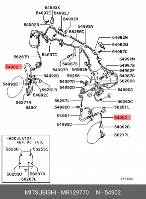 Шланг тормозной MR129770 MITSUBISHI