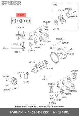 Кольца поршневые 2304038200 HYUNDAI KIA
