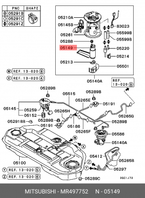 Насос электрический топливной системы MR497752 MITSUBISHI