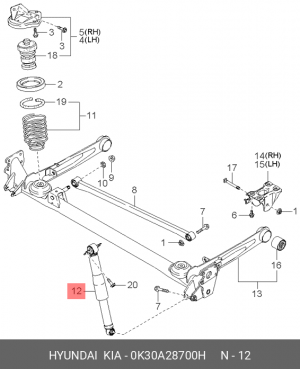Амортизатор подвески 0K30A-28700H HYUNDAI KIA