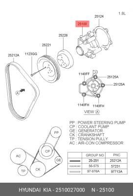 Насос - помпа системы охлаждения ДВС 25100-27000 HYUNDAI KIA