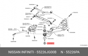 Болт крепления 55226JG00B NISSAN