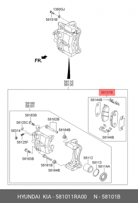 Колодки тормозные дисковые 581011RA00 HYUNDAI KIA