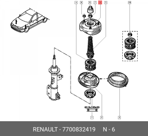 Опора амортизатора подвески 7700832419 RENAULT