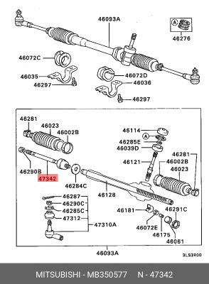 Наконечник рулевой тяги MB350577 MITSUBISHI
