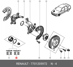 Подшипник ступицы колеса (комплект) 7701205972 RENAULT