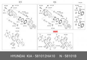 Колодки тормозные дисковые 58101-2HA10 HYUNDAI KIA