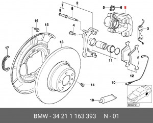 Суппорт тормозной 34211163393 BMW