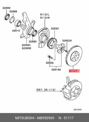 Диск тормозной MB950569 MITSUBISHI