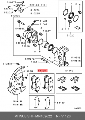 Колодки тормозные дисковые MN102622 MITSUBISHI