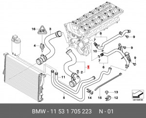 Патрубок системы охлаждения ДВС 11 53 1 705 223 BMW