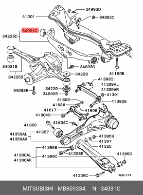 Втулка подушки крепления редуктора моста MB809334 MITSUBISHI