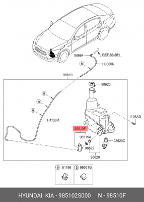 Электронасос стеклоомывателя 985102S000 HYUNDAI KIA