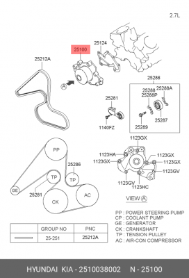 Насос - помпа системы охлаждения ДВС 2510038002 HYUNDAI KIA