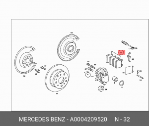 Колодки тормозные дисковые A0004209520 MERCEDES BENZ
