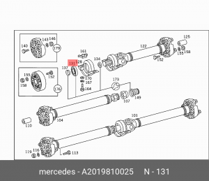 Подшипник опоры карданного вала A 201 981 00 25 MERCEDES BENZ